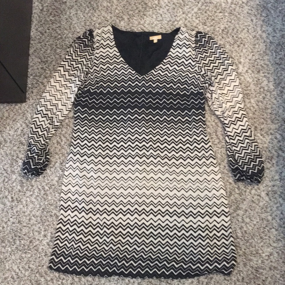 V-Neck Chevron Dress